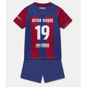 Barcelona Vitor Roque #19 Hemmakläder Barn 2023-24 Kortärmad (+ Korta byxor)